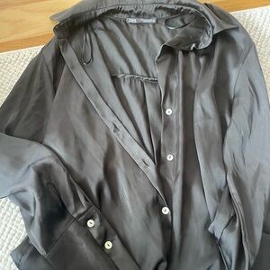 Zara Men's Charcoal Button Down Shirt